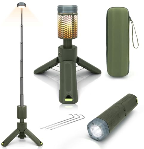 Telescopic Camping Lights,Portable Camping Lantern with Storage Bag,10500mAh Rechargeable Outdoor Adventure Emergency Light,Waterproof LED Work Lights with Magnetic (Green)