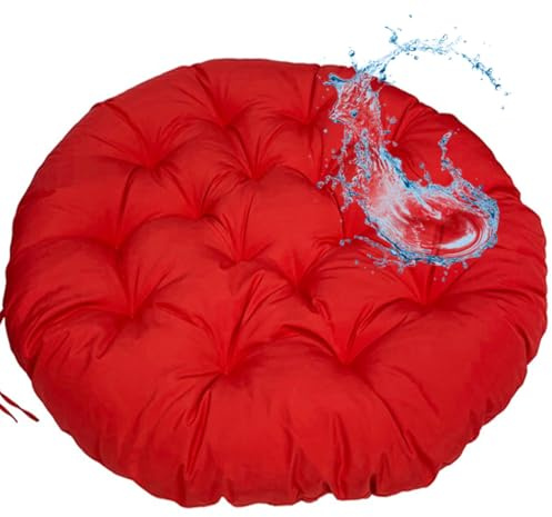 MSNCS Rundes Papasansessel Kissen Wasserdicht Sitzkissen Hängesessel Outdoor/Indoor Bodenkissen Kissen für Schwenksessel, Korbsessel Outdoor Gartenmöbel Sitzauflage Auflage(Rot,50x50cm)