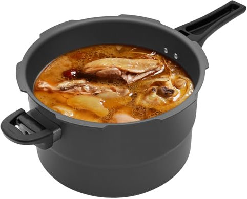 Pentola a pressione in acciaio inox, 7 l, 80 kpa, meccanismo di sicurezza a 5 livelli, con inserto a vapore, per fornelli a gas a induzione