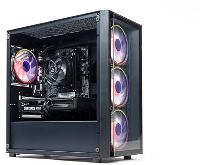 GTR Gaming PC | AMD Ryzen 5 5500, RTX 4060 8GB, 16GB DDR4 3600MHz, 1TB SSD, 600W 80+ Bronze PSU, ARGB Glass-Black Case, WiFi, Windows 11 Home | Prebuilt Gaming Desktop PC