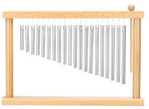 sourcing map 20 Note Chime Bar Table Top Wind Chimes Music Percussion Instrument with Mallet for Relaxing Meditation Office Decoration (Silver Tone)