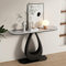 HARELA Entryway Table with Marble Top & Metal Base, Modern Hallway Console Sofa Table for Foyer, Living Room, or Corridor(Black B,100cm/39.4in)