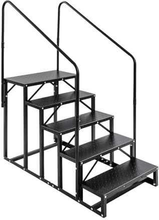 5 Stufen Trittstufe mit 2 Griff, Wohnmobil-Stufe 300 kg Tragkraft Poolleitern rutschfest Tritthocker für Whirlpool/Camper/SPA Pool