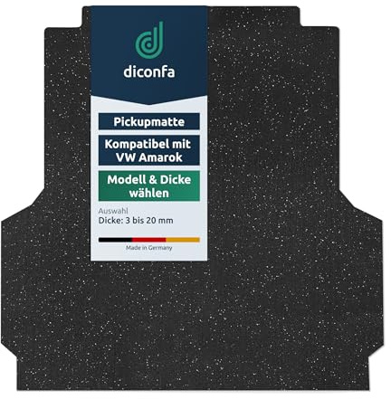 diconfa Pickupmatte - Modell + Dicke WÄHLEN - Antirutschmatte, 6mm - kompatibel mit Antirutschmatte kompatibel mit VW Amarok Doppelkabine - MIT - Laderaumwanne