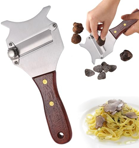 1 PCS Trüffelhobel,Edelstahl Trüffel Käsehobel Trüffelreibe,Profi Käsehobel Trüffelreibe,Parmesanhobel,Käseschneider mit Holzgriff,Gourmethobel Set mit Holzgriff für Zuhause, Küche, Restaurant
