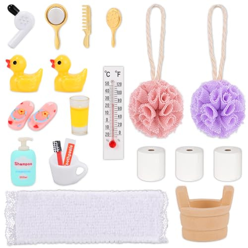 Miniatures Articles de Toilette, 1:12 Ensemble Salle de Bain Maison de Poupée, Articles de Toilette pour Maison de Poupée, Accessoires de Bain Miniature, pour Mini Maison Poupee DIY (C)