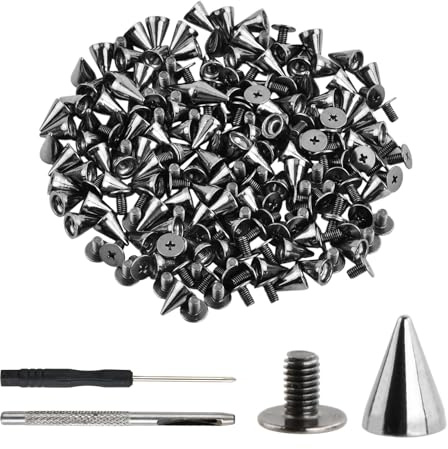 Culinavog 100 pz Studs Metallo Cone Spikes Rivet, Vite Conica Borchie Cono di Borchie a Punta, Punk Rock Vite Back Studs, Cintura Borsa Abbigliamento Rivet per DIY Borse Bracciale Artigianato in pelle