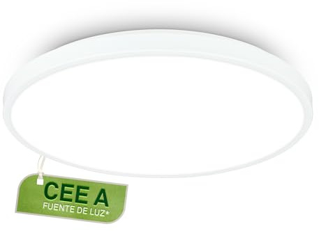 BRILONER - LED Deckenlampe mit EEK A Lichtquelle, neutralweißes Licht, 17,1W, 3900lm, Aludekor, LED Lampe, Deckenleuchte, Wohnzimmerlampe, Schlafzimmerlampe, Küchenlampe, Flurlampe, 38x6 cm, Weiß