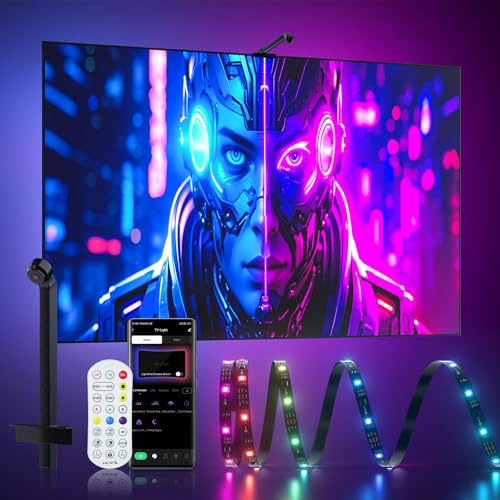 MIWATT TV LED Backlight with AR Sensor,5M RGB Strip Lights for 55-65 inch PC, TV & Monitor, Smart TV Lights Behind that Sync with Screen, Compatible with App Music Sync, for Gaming Room