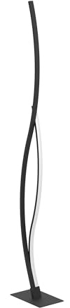 EGLO LED Stehlampe Grisolia, Design Lampe Wohnzimmer | Standleuchte geschwungen, Wohnzimmerlampe aus Metall in Schwarz, warmweiß, 129 cm
