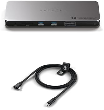 SATECHI Bundle Thunderbolt 4 Dock 96W 40Gbps con Cable USB C 240W 20Gbps 4K60Hz 90 Grados
