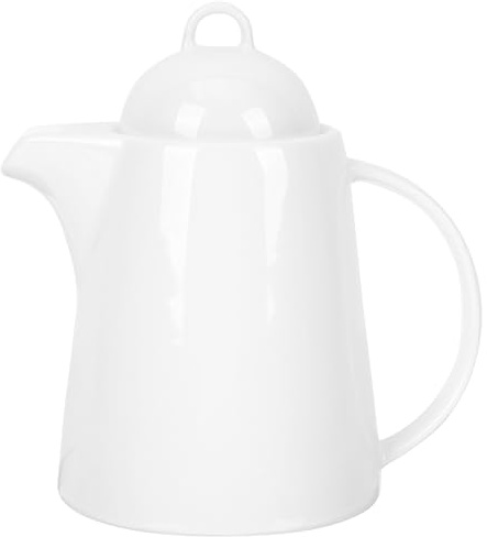 HOMOCONO Keramik Kaffeekanne 1l Weiß für Küche mit Einfachem Ausgießen und Leicht zu Reinigender Glasuren als Elegantes Wohnaccessoire
