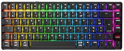 Cherry XTRFY K33 Compact Wireless, Gaming-Tastatur, kabellos, Mem-chanical 75%, mehrere Geräte, RGB-Hintergrundbeleuchtung, IP54, Staub- und spritzwassergeschützt, FR-Layout (AZERTY), Schwarz