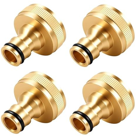 Srvauyea 4 Pcs Tap Connector for Hose Pipe, 31mm G 1 Brass Garden Hose Tap Connector Female Threaded Tap Hose Connector Adapter, Hosepipe Connectors and Fittings for Outside Tap 1 inch