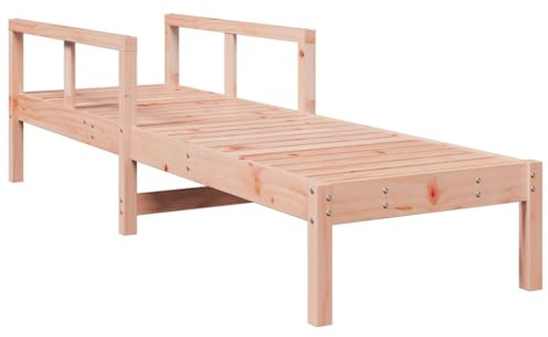 QJBSAVVA Lettino da giardino in legno, 200 x 62 cm, regolabile, in legno massello Douglas, per giardino, balcone, terrazza, piscina, effetto teak