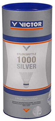 VICTOR Nylon Federball Shuttle 1000 3er Dose, Weiß / Blau
