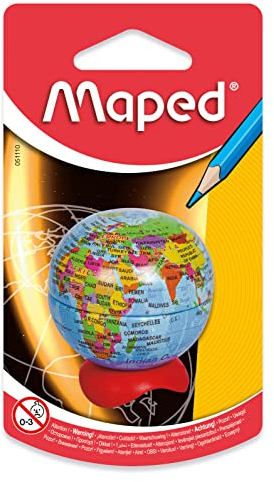 Maped - Taille-crayon Globe - 1 Trou - Taille-Crayon avec Réservoir - Réserve en Métal