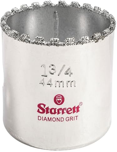 Starrett Diamond Grit Hole Saw - Ideal for Drilling Small Diameter Holes - 1-3/4 Diameter, 1-5/8 Cutting Depth, 5/8-18 Thread Size, XA2 or XA10 Arbor Type, Silver - KD0134-N