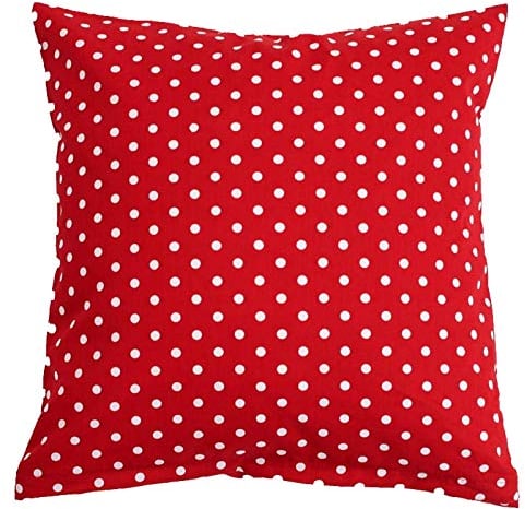 Hans-Textil-Shop Kissenbezug Punkte 7 mm Baumwolle - Gepunktet, Tupfen, Kissenhülle, Kissen, Dekokissen, Zierkissenbezug, Kopfkissen, Sofakissen (Rot, 40x40 cm)