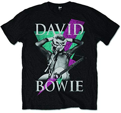David Bowie Men's Thunder Short Sleeve T-Shirt, Black, Small
