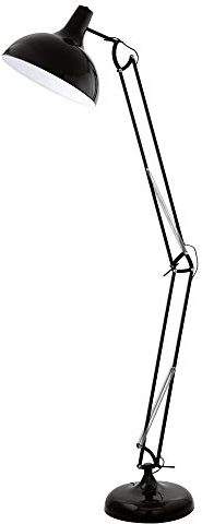 EGLO Stehlampe Borgillio, 1 flammige Vintage Standleuchte im Industrial Design, Stehleuchte aus Stahl, Farbe: Schwarz, Fassung: E27, inkl. Trittschalter