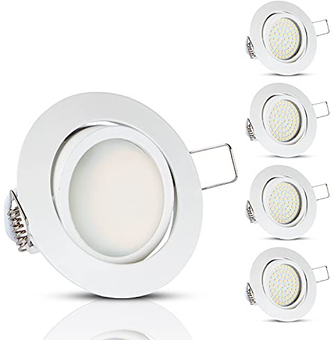 TEVEA PREMIUM LED Einbauleuchte - 230v - Schwenkbare LED Einbaustrahler - helles Licht - Deckenspot - Austauschbar - Ultra Flach - (5-er set) (Kaltweiss)