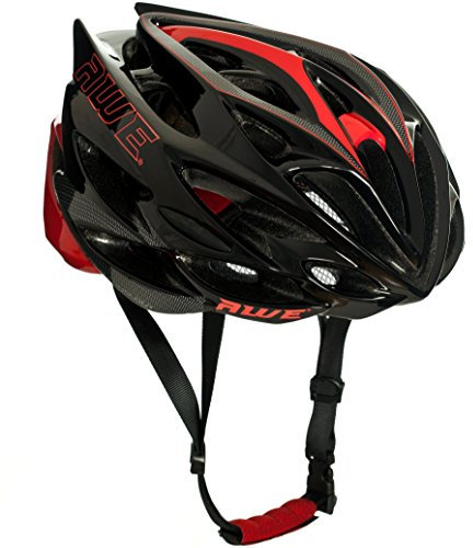 AWE® AWESpeedTM FREE 5 YEAR CRASH REPLACEMENT* In Mould Adult Mens Road Racing Cycling Helmet 55-58cm Black Red Carbon