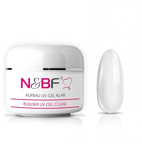 N&BF UV Aufbaugel Klar | 50ml hochwertiges Profi Builder Gel mittelviskos | Sculptinggel für die Modellage von Gelnägeln | Professionelles Nagelgel | säurefrei & selbstglättend