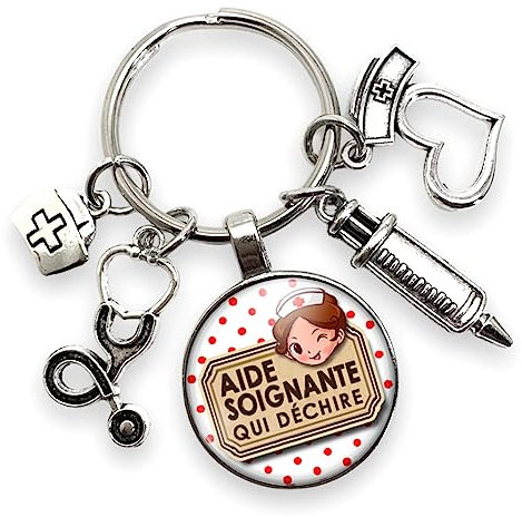cadeau porte clés aide soignante « je suis une aide soignante qui déchire » avec breloques - idée cadeau original - cadeau anniversaire - cadeau noël - création