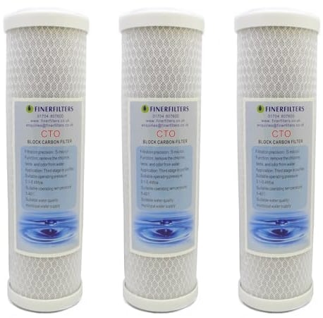 3 x Finerfilters Reverse Osmosis System 10 Coconut Carbon Block Water Filter Cartridge