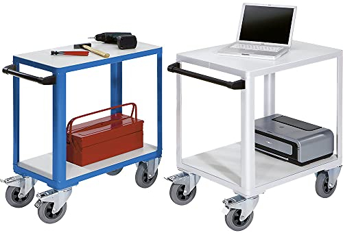 eurokraft | Industrie-Tischwagen | Ladefläche LxB 750 x 550 mm | weißaluminium RAL 9006
