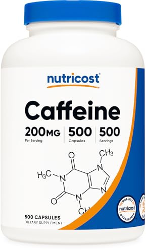 Nutricost Caffeine Pills, 200mg Per Serving (500 Caps)