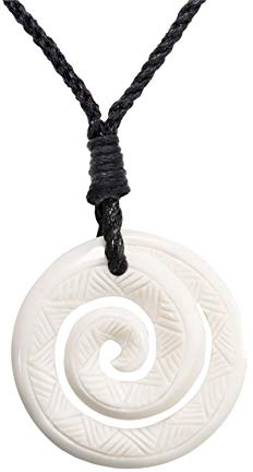81stgeneration Frauen Männer Hand Geschnitzte Knochen Maori Koru Spiralförmige Anhänger Halskette