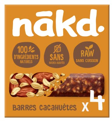 Nākd. Cacahuètes | Raw Barres de Fruits et Noix | 100% D'ingrédients Naturels | Sans Sucre Ajoutés | Vegan | 4 x 35g | 140g