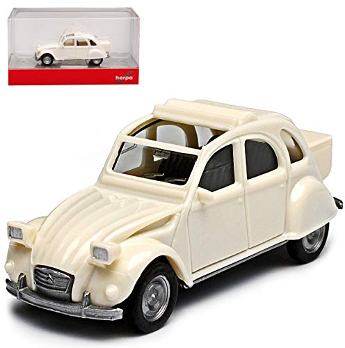 Herpa Citroen 2CV mit Queue Weiss 1949-1990 H0 1/87 Modell Auto