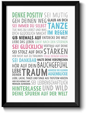 OWLBOOK® Lebe Deinen Traum | Geschenke für Kinder zur Konfirmation Jugendweihe Kommunion Firmung 18. Geburtstag Einschulung Abitur| Ostergeschenke für Kinder | A4 Bild im Rahmen