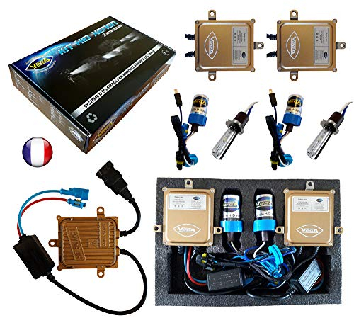 VEGA HID Xenon-Set, französische Marke, H3, 6000 K, 55 W, Slim, DSP, AC, Leuchtmittel mit Metallsockel