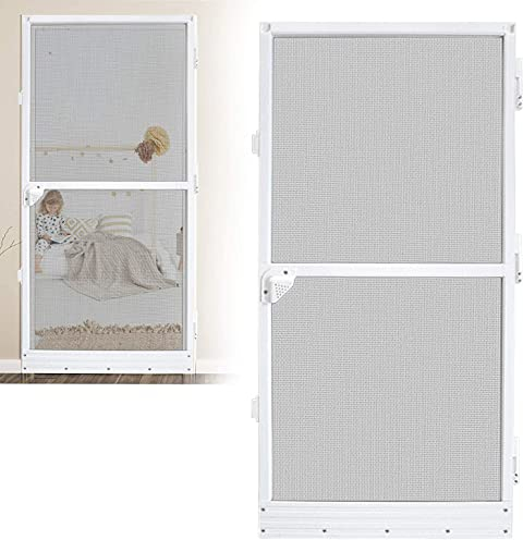 LZQ Insektenschutz Fliegengitter für Tür bis max. 95 x 210 cm, Insektenschutztür mit Fiberglasgewebe Profi Insektenschutz Insect Screen 100 cm x 210 cm Weiß
