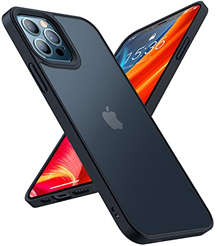 TORRAS Extrem Stoßfest Schutzhülle für iPhone 12 Pro Max Hülle (Schutz nach Militärstandard) (Abnehmbare farbige Knöpfe) Unzerstörbare Kratzfest Handyhülle iPhone 12 Pro Max Case Schwarz (6,7 Zoll)