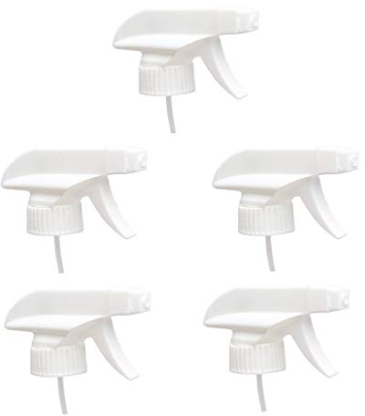 VASANA - Juego de 5 boquillas de pulverización de niebla blanca para botellas de 28/400, vidrio o plástico de repuesto