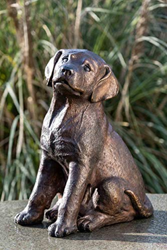 IDYL Bronze-Skulptur Hündchen | 36x18x26 cm | Hunde Tierfigur aus Bronze handgefertigt |Gartenskulptur oder Wohnbereich-Dekoration | Hochwertiges Kunsthandwerk | Wetterfest