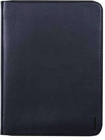 Rhodia Un conférencier Rhodiarama 25,5x34 cm avec Bloc, 1 Pochette à soufflet pour tablette, 2 poches zippées, Cartes et 1 Porte Crayon, en Simili Cuir Italien Noir, Relatore, Nero, 5 x 34 cm