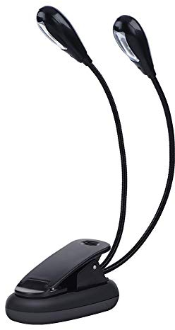 VBESTLIFE Clip On Music Stand Buch Leselampe, Mini Double Adjustable Arms LED-Lampe für Music Stand, Nachtlesung(8 Perlen)