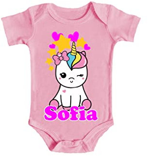 Bulabadoo Body Rosa Unicorno Neonata - [PERSONALIZZA NOME BIMBA] - Body da Personalizzare - Personalizzati Con Nome