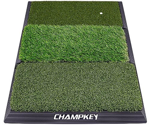 CHAMPKEY Professionelle Tri-Turf Golf-Schlagmatte, robuste Gummi-Rückseite, ideal für Innen- und Außenbereich-Training