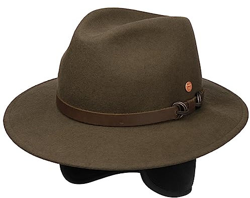 Mayser Georgia Outdoorhut Traveller Filzhut Ledergarnitur Ohrenklappen Herren Herbst Winter Made in EU Hellbraun 57 cm