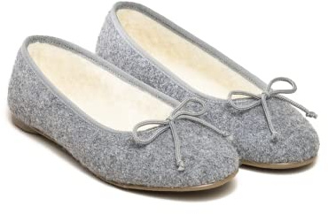 kitz-pichler Damen Ballerina Hausschuhe aus Walkstoff mit Gummisohle, eleganter und schmaler Damenschuh aus Schurwolle