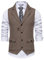 MakingDa Herren-Weste Formell Casual V-Ausschnitt Tweed Anzug Westen Business Freizeit Fischgrätmuster ärmellos Einfarbig Slim Fit Hochzeit Party Anzugweste mit Tasche-Braun-L