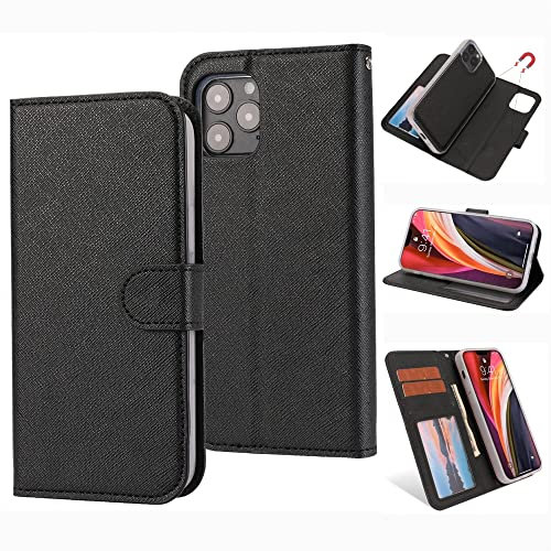 W7ETBEN iPhone 14 Pro Max Wallet Leather Case, 2 in 1 Magnetic Detachable Case with Stand Feature and Card Holder for Apple iPhone 14 Pro Max 6.7 inch (Black)