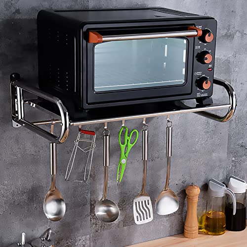 OURECO Rejilla para Horno Microondas Cocina Rejilla para Horno Microondas Soporte para Horno 201 Soportes de Almacenamiento de Cocina Negros Montados en la Pared de Acero Inoxidable para el Hogar Y la